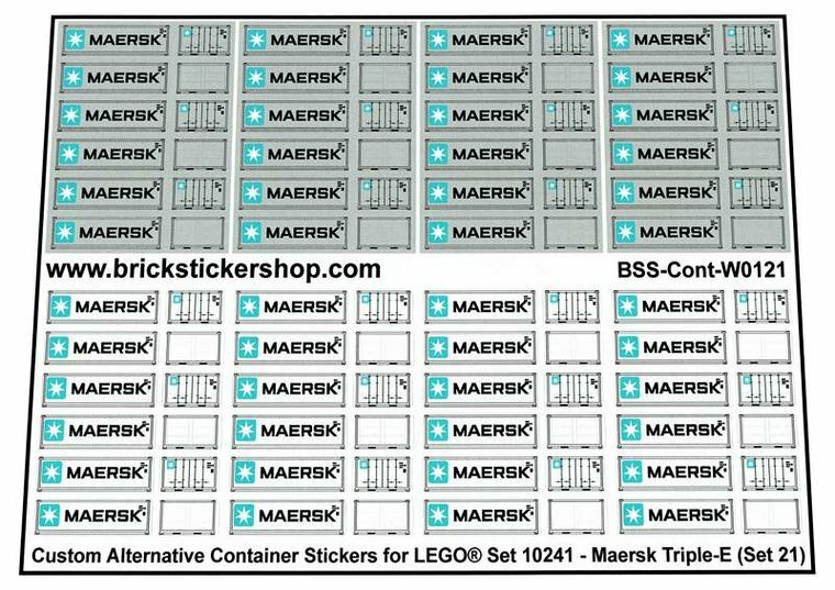 Custom Sticker - Container Sheet 21 for Maersk Line Triple-E