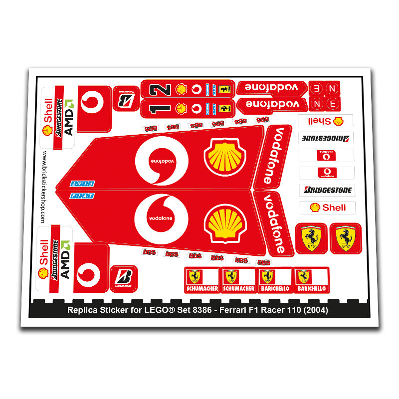 Replica Sticker voor Set 8386 - Ferrari F1 Racer 1:10