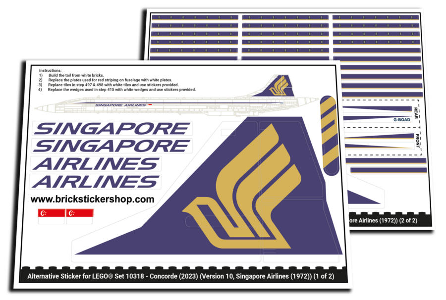 Alternatieve Sticker voor Set 10318 - Concorde (Versie 10, Singapore Airlines)