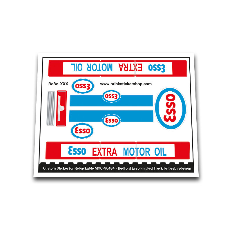 Custom Sticker voor Rebrickable MOC-96484 - Bedford Esso Flatbed Truck door besbasdesign