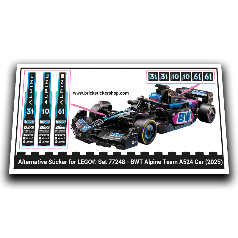 Alternatieve Sticker voor Set 77248 - BWT Alpine Team A524 Car