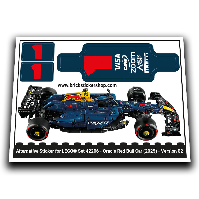 Alternative Sticker for Set 42206 - Oracle Red Bull Racing RB20 Car (Version 02)