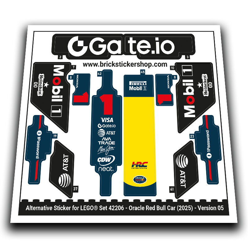 Alternative Sticker for Set 42206 - Oracle Red Bull Racing RB20 Car (Version 05, RB21 livery)