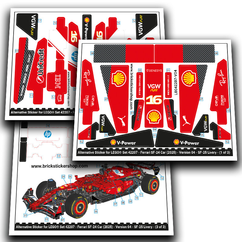 Alternative Sticker for Set 42207 - Ferrari SF-24 Car (Version 04, SF-25 livery)