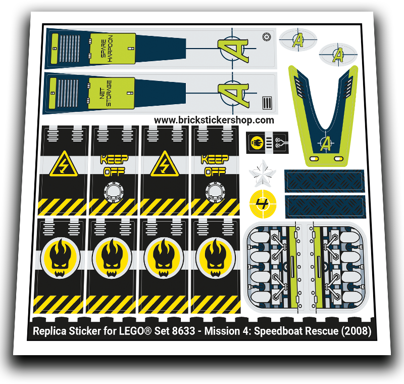 Replacement Sticker for Set 8633 - Mission 4 - Speedboat Rescue