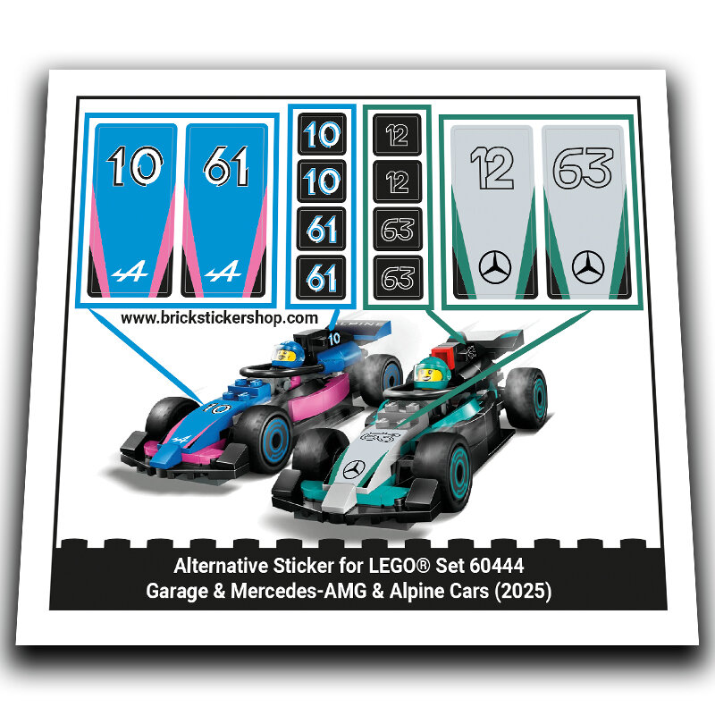 Replacement Sticker for Set 60444 - Garage &amp; Mercedes-AMG &amp; Alpine Cars