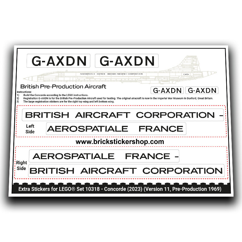 Alternative Sticker for Set 10318 - Concorde (Version 11, Pre-Production, 1969)