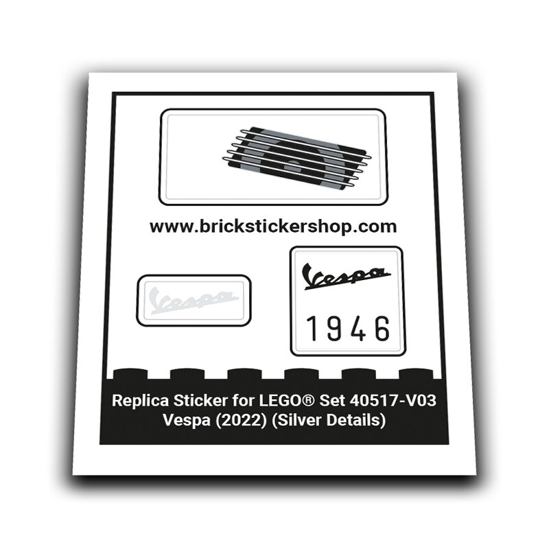 Replacement Sticker for Set 40517 - Vespa (Transparent, Silver Details)