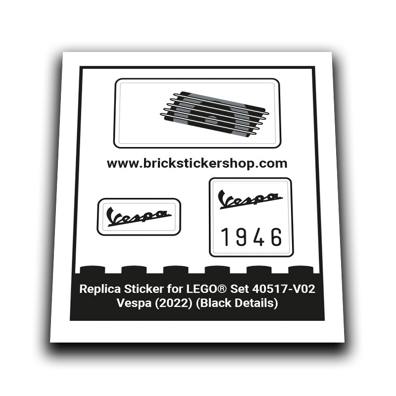Replacement Sticker for Set 40517 - Vespa (Transparent, Black Details)