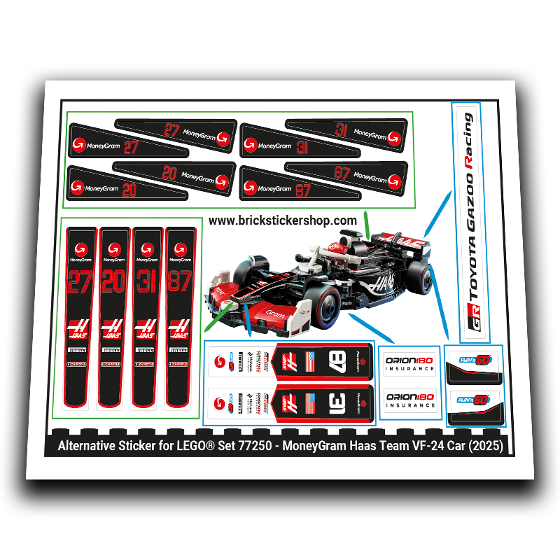 Alternative Sticker for Set 77250 - MoneyGram Haas Team VF-24 Car
