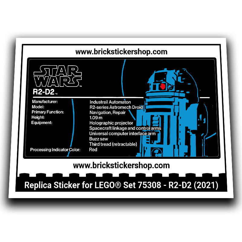 Replacement Sticker for Set 75308 - R2-D2