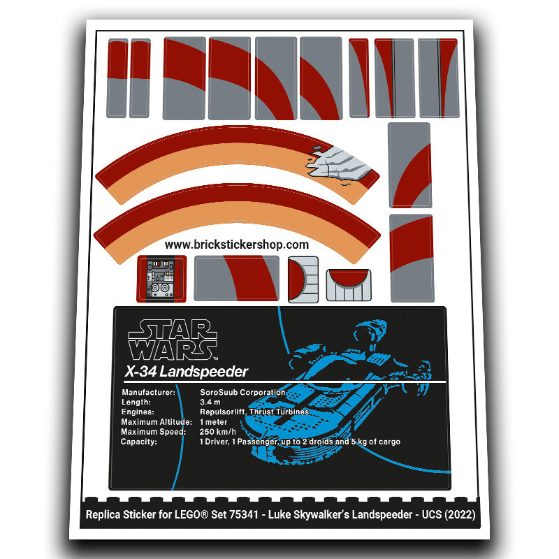 Replacement Sticker for Set 75341 - W - Luke Skywalker&#039;s Landspeeder - UCS