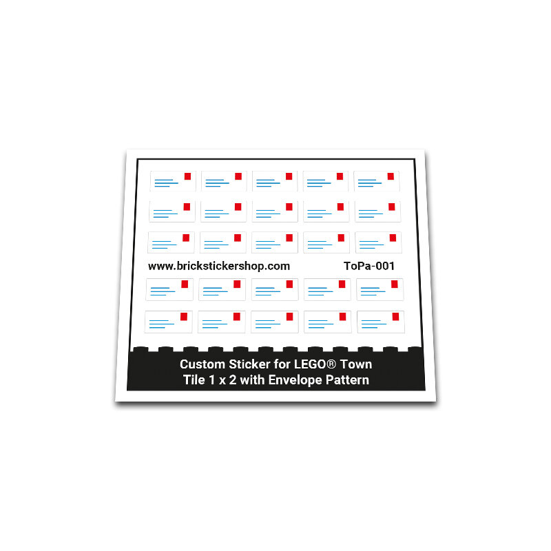 Custom Sticker - Tile 1 x 2 with Envelope Pattern
