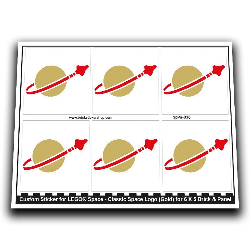 SpPa-036 - Classic Space Logo (Gold) for 6 x 5 Brick and Panel - SpPa-036 - Afbeelding 1