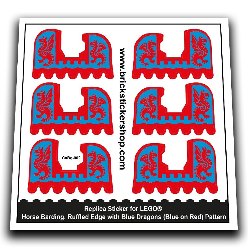 Horse Barding, Blue Dragons (Blue on Red) Pattern - CaBg-002 - Afbeelding 1