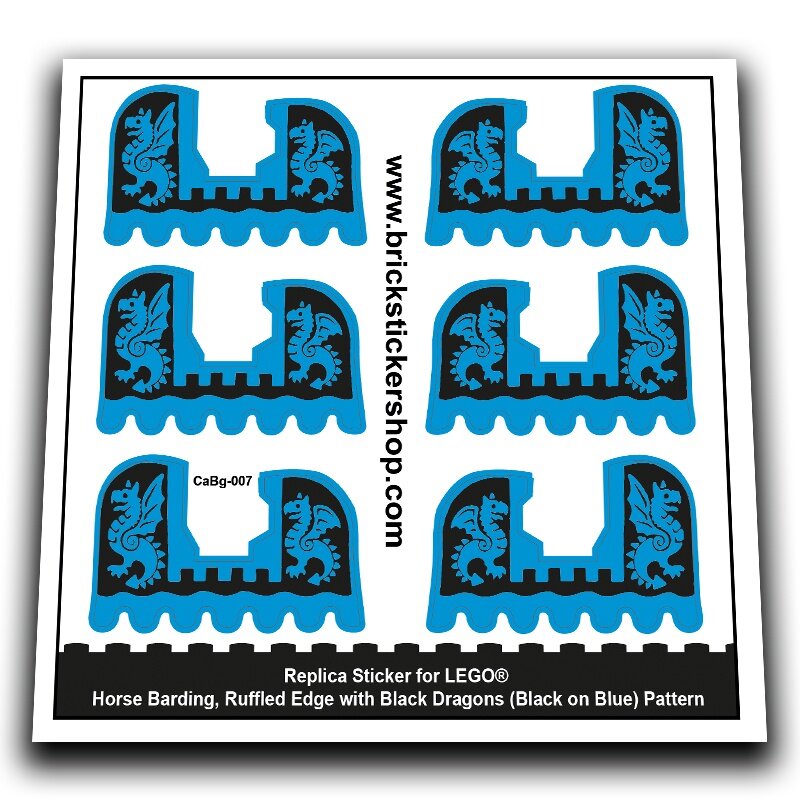 Horse Barding, Black Dragons (Black on Blue) Pattern - CaBg-007 - Afbeelding 1