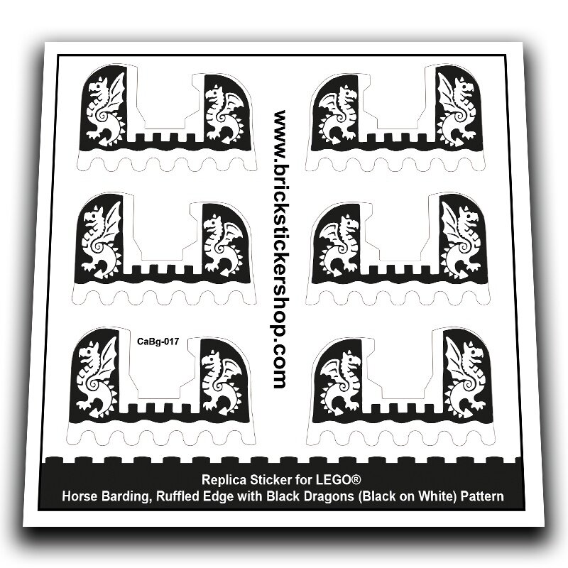 Horse Barding, Black Dragons (Black on White) Pattern - CaBg-017 - Afbeelding 1