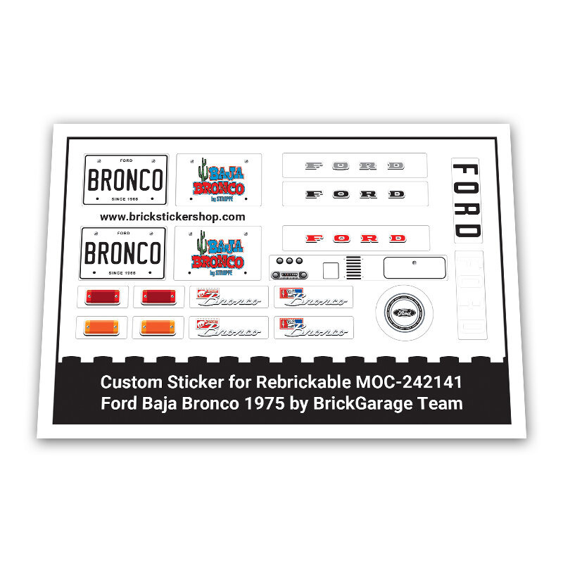 Custom Sticker - 1975 BAJA BRONCO by Stroppe by RM8 LEGO Garage - BrickGarage