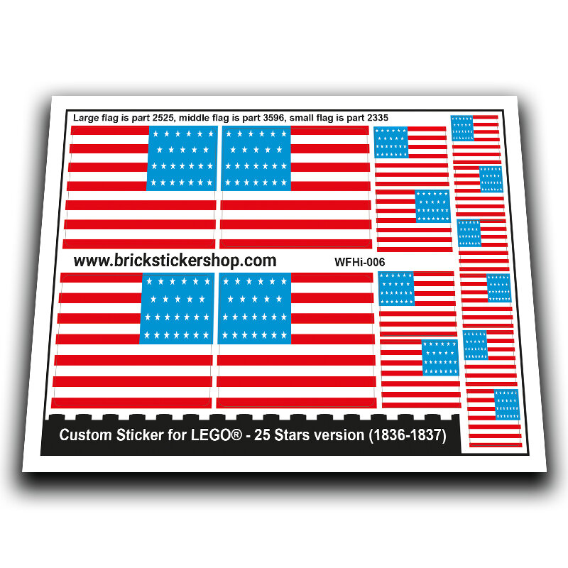 Custom Sticker - Flag - 25 Stars version (1836-1837)