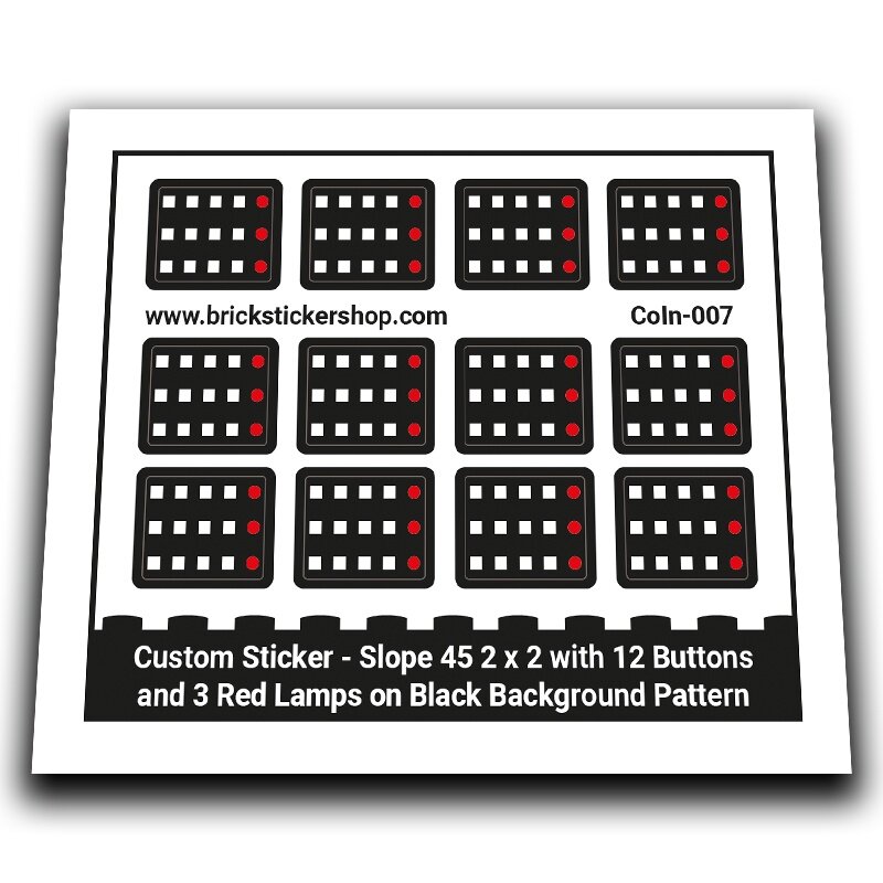 Slope 45 2 x 2 with 12 Buttons and 3 Red Lamps on Black Background Pattern - CoIn-007 - Afbeelding 1