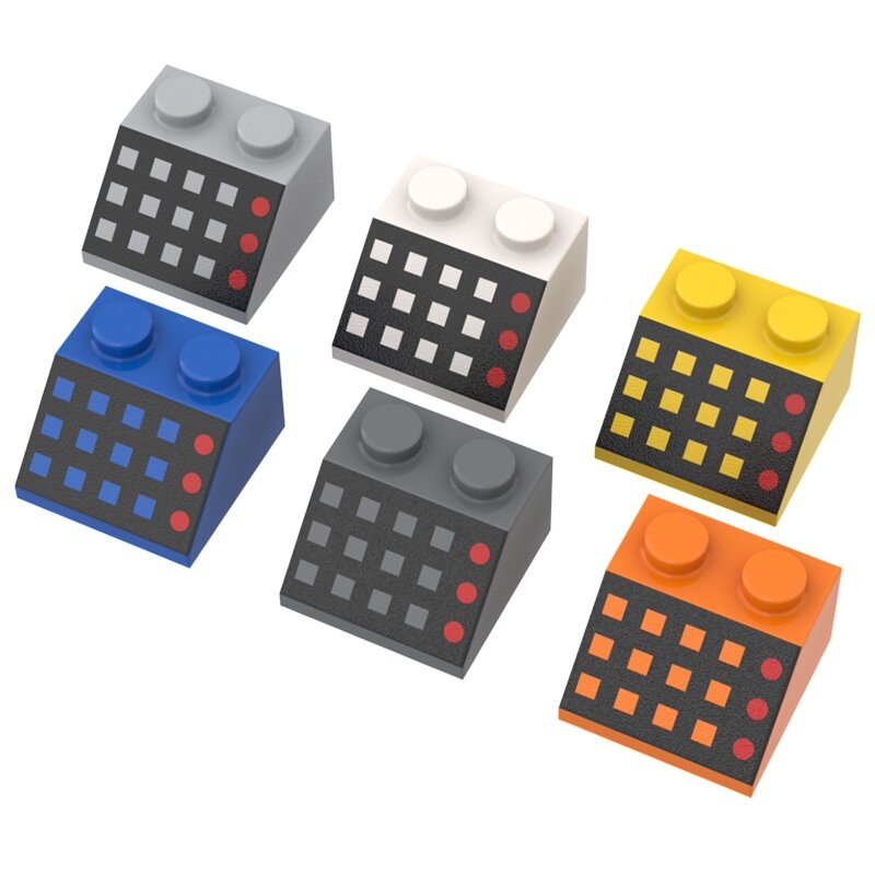 Slope 45 2 x 2 with 12 Buttons and 3 Red Lamps on Black Background Pattern - CoIn-007 - Afbeelding 2