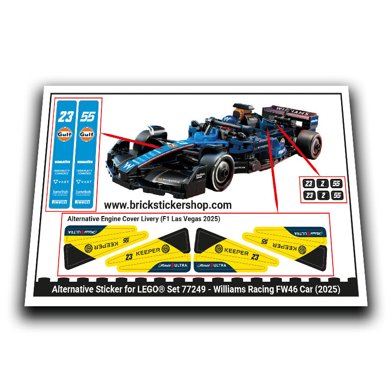 Alternative Sticker for Set 77249 - Williams Racing FW46 Car