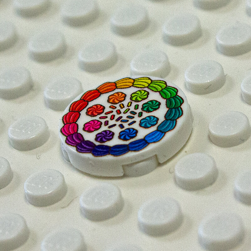 Printed Part - 2X2 Round Tile - Rainbow Pie