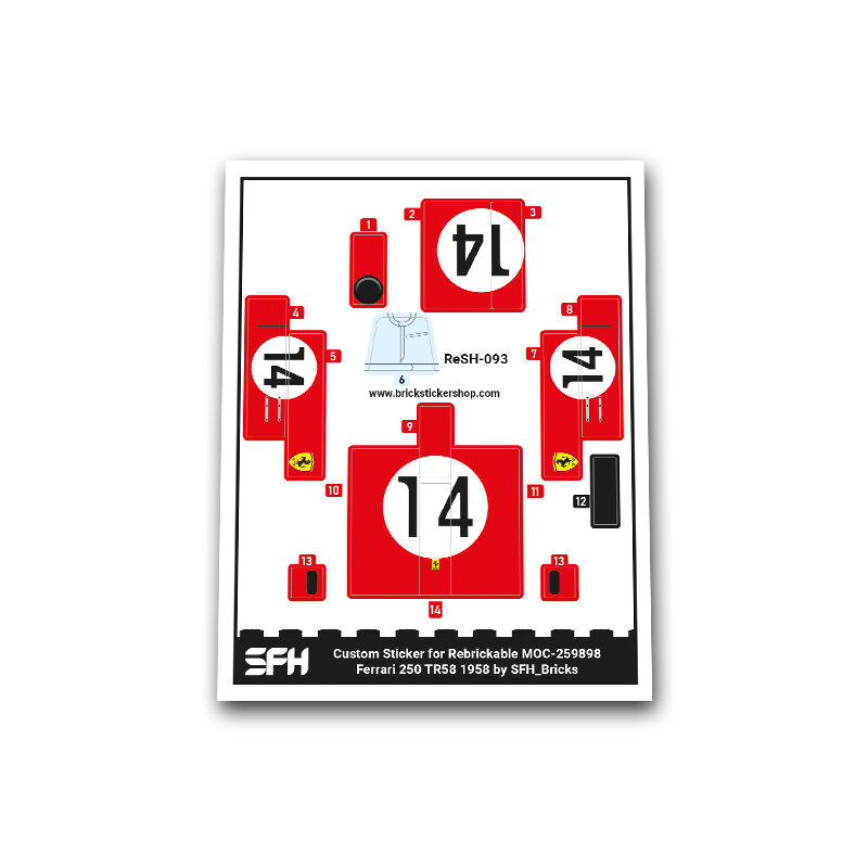 Custom Autocollant pour MOC - 259898 - Ferrari 250 TR58 1958 par SFH_Bricks