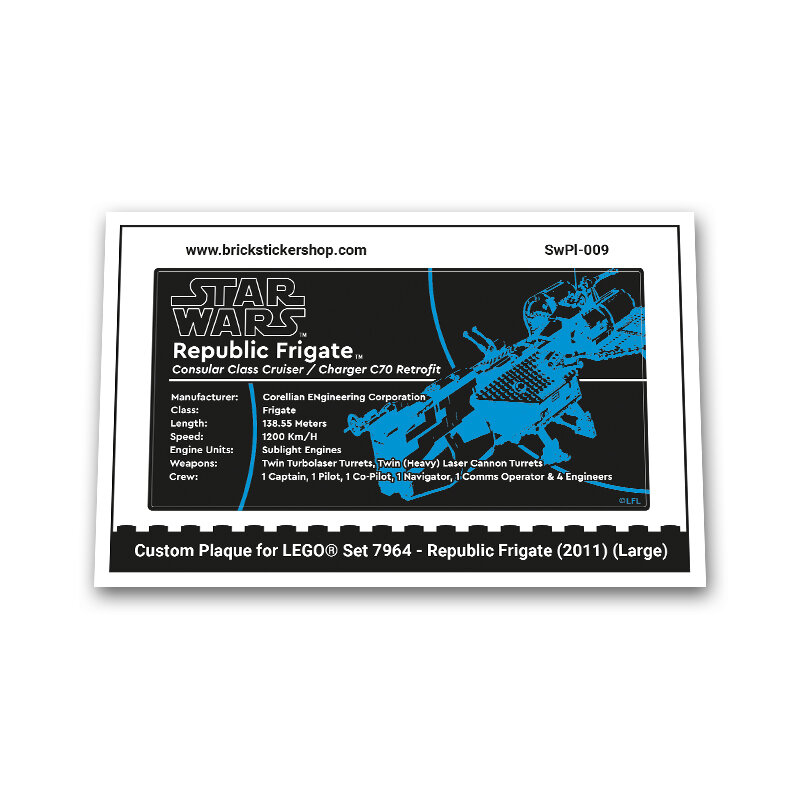 Custom Sticker - Large plaque for set 7964 - Republic Frigate