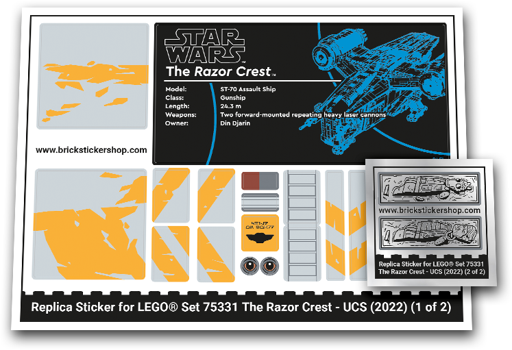 Replacement Sticker for Set 75331 - The Razor Crest UCS