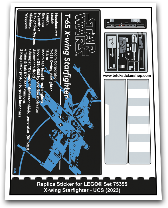 Replacement Sticker for Set 75355 - X wing Starfighter UCS