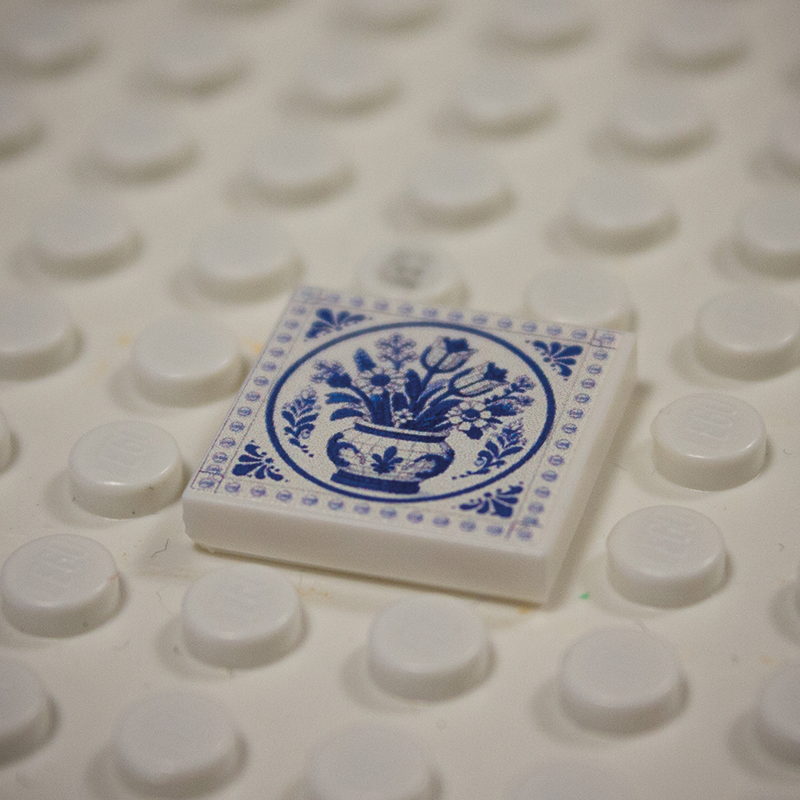 Printed Part - 2X2 Tile - Vase with white rim