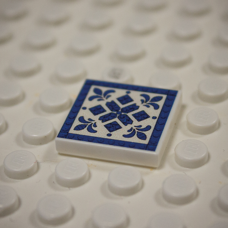 Printed Part - 2X2 Tile - Square with blue border