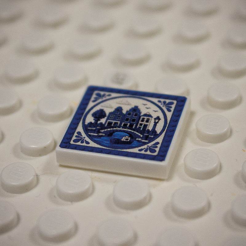 Printed Part - 2X2 Tile - Canal with blue border