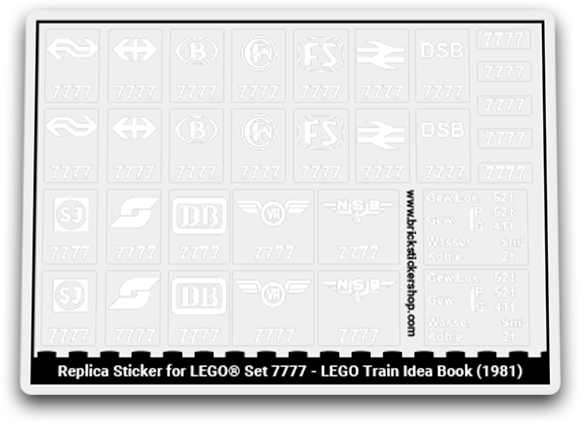 Replacement Sticker for Set 7777 - Train Idea Book