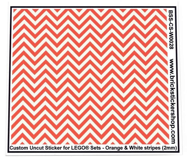 Custom Sticker - Uncut Orange &amp; White Stripes (version 1, 2mm)