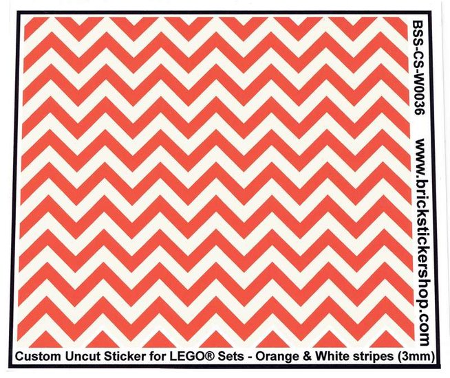 Custom Sticker - Uncut Orange &amp; White Stripes (version 1, 3mm)