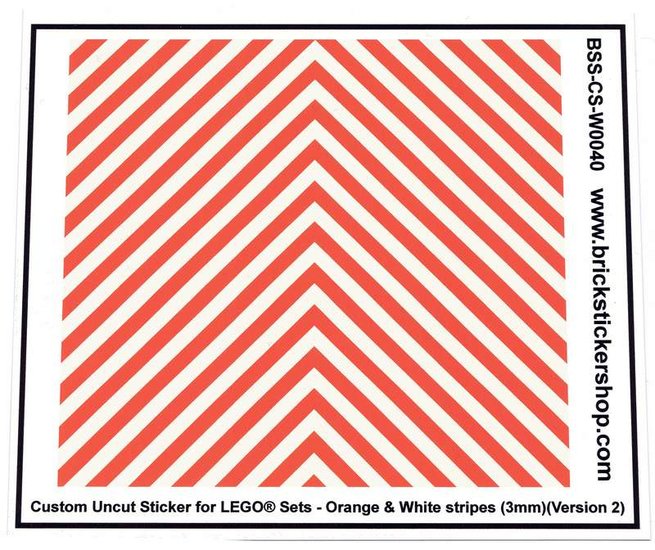 Custom Sticker - Uncut Orange &amp; White Stripes (version 2, 3mm)