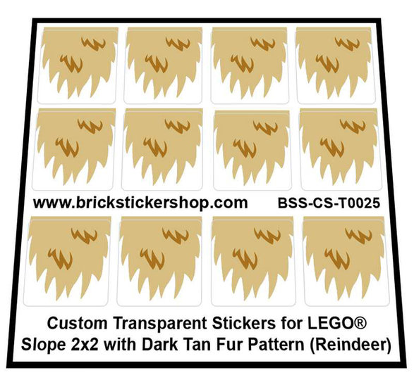 Custom Sticker - Slope 2x2 with Dark Tan Fur Pattern (Reindeer)