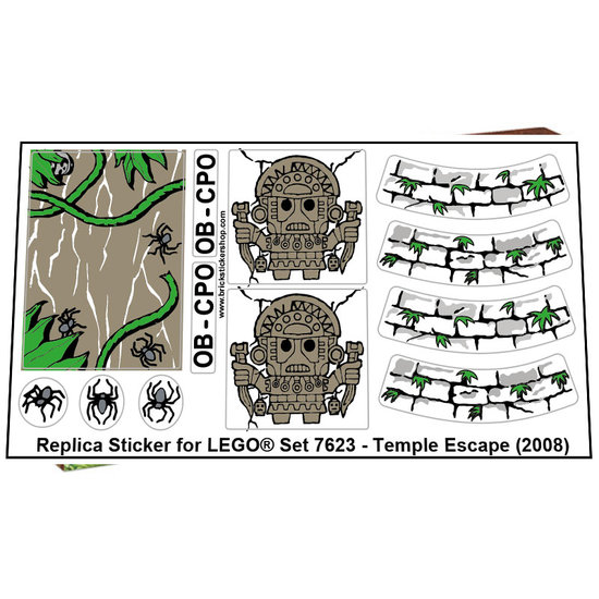 Precut Custom Replacement Stickers for Lego Set 7623 - Temple Escape (2008)