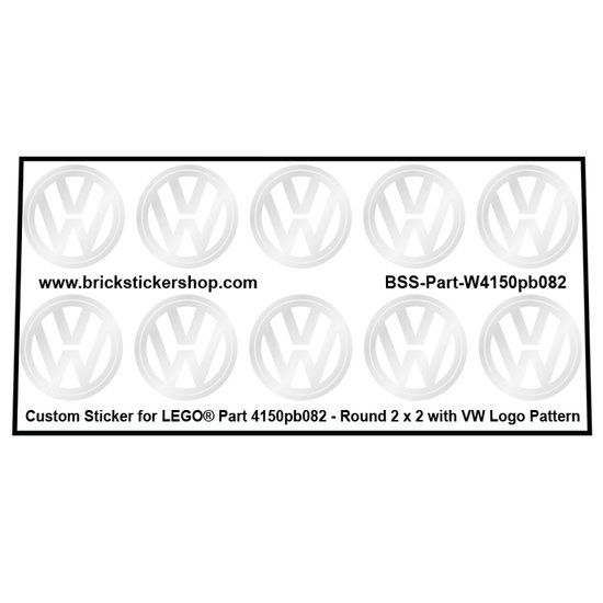 Precut Custom Stickers for Lego Round Tile 2 x 2 with VW Logo Pattern