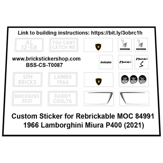 Rebrickable MOC - 84991 - 1966 Lamborghini Miura P400 by SFH_Bricks