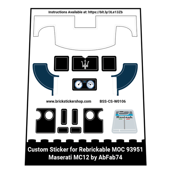 Custom Sticker for Rebrickable MOC 93951 - Maserati MC12