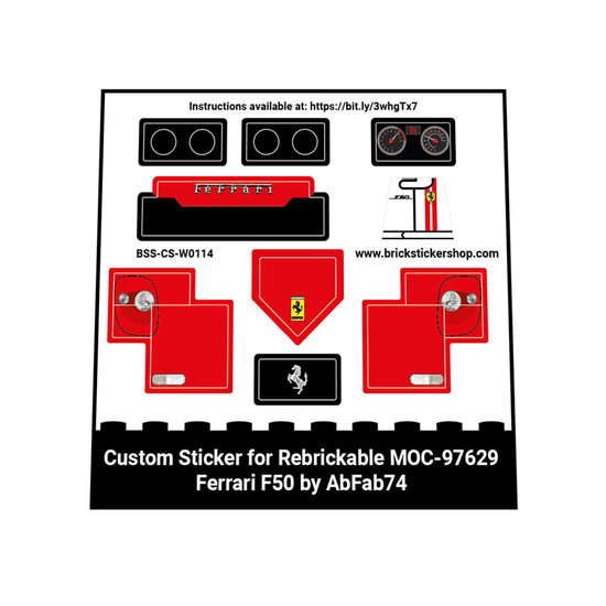 Custom Sticker for Rebrickable MOC 97629 - Ferrari F50