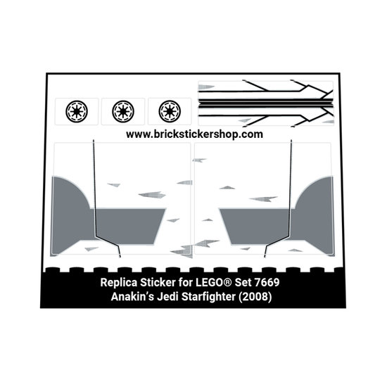 Sticker Vel voor Set 7669 - Anakin&#039;s Jedi Starfighter