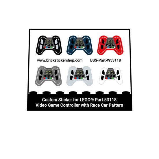 Stickers for Part 53118 - Video Game Controller with Race Car Pattern