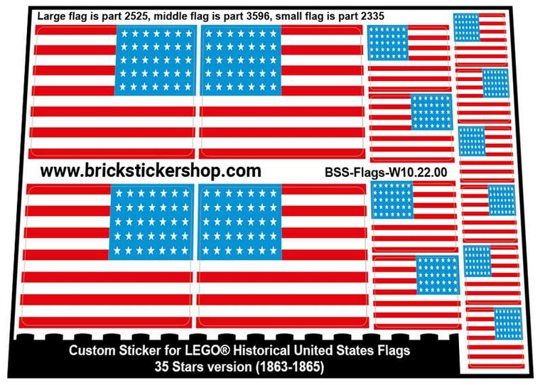 Custom Stickers for LEGO Flags - 35 Stars Version (1863-1865)