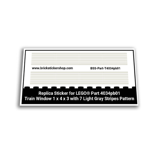 Stickers for Part 4034pb01 - Train Window 1 x 4 x 3 with 7 Light Gray Stripes Pattern