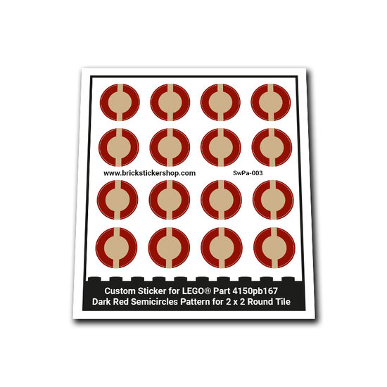 Custom Sticker - Dark Red Semicircles Pattern for 2 x 2 Round Tile