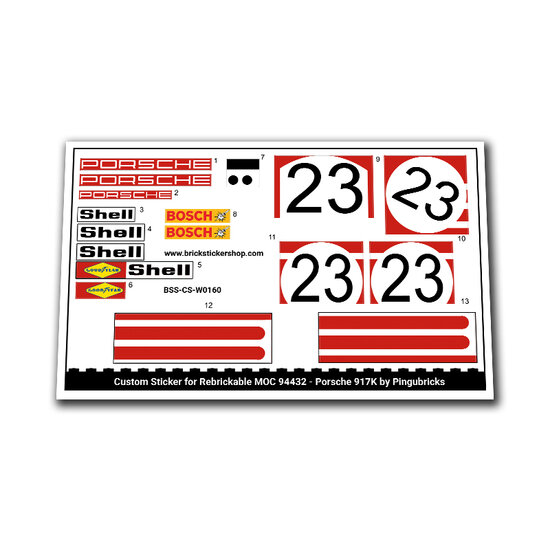 Custom Sticker for MOC - Porsche 917K by Pingubricks